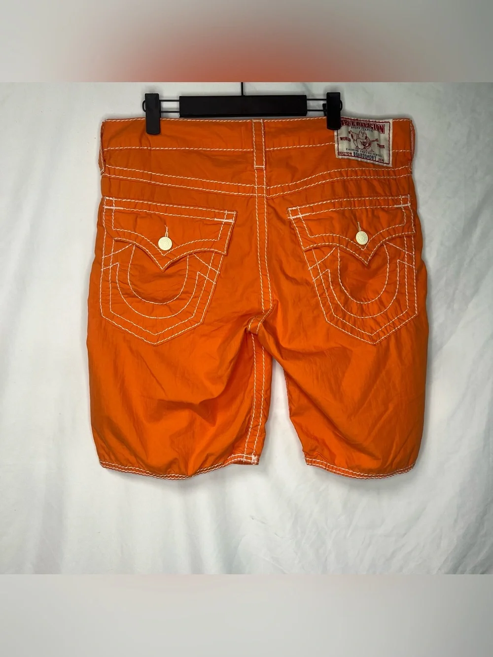 True Religion Big T Boardshorts Mens 31 Orange Made In USA
